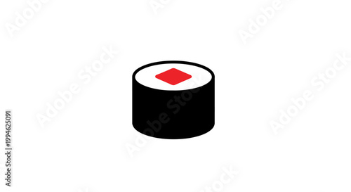 Minimalistic illustration of a single piece of sushi, perfect for food-related projects