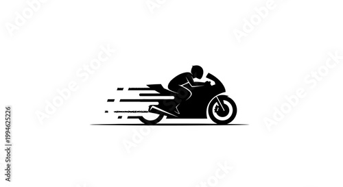 Silhouette of a racing motorcycle in motion depicting speed, velocity and adrenaline