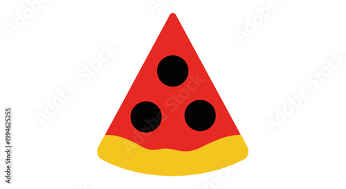 Simplistic Pizza Slice Illustration with Red, Yellow, and Black Color Palette