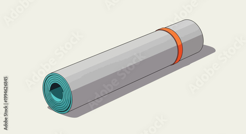 Rolled yoga mat with orange strap: a tranquil depiction of fitness and wellness equipment