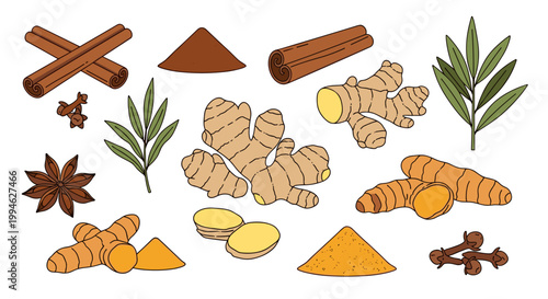 Spices and herbs on display.