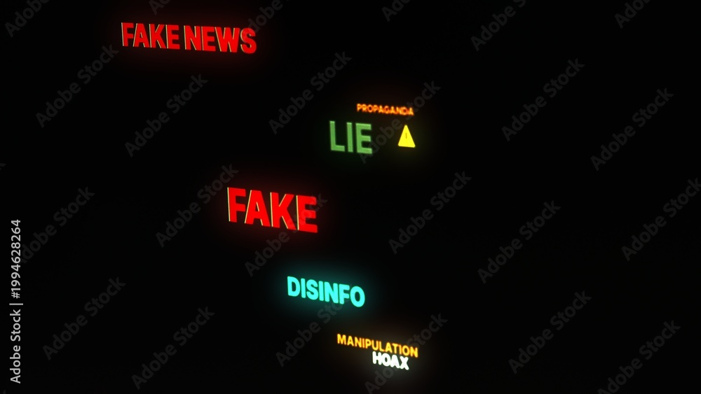 Fototapeta premium Fake news warning on digital screen.