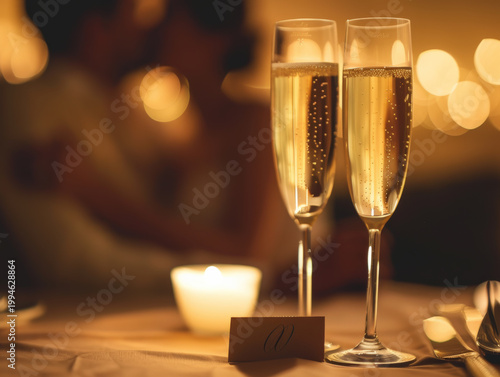 Romantic Champagne Toast with Bokeh Lighting