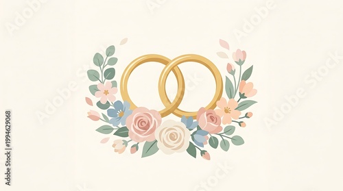 Wedding season romantic rings illustration