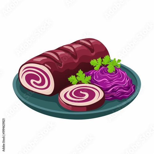 Rinderrouladen mit Rotkohl und Sauce