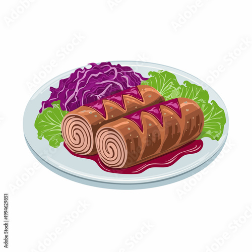 Rinderrouladen mit Rotkohl und Sauce