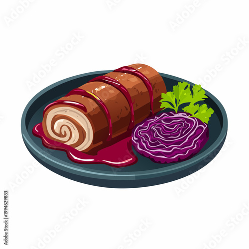 Rinderrouladen mit Rotkohl und Sauce