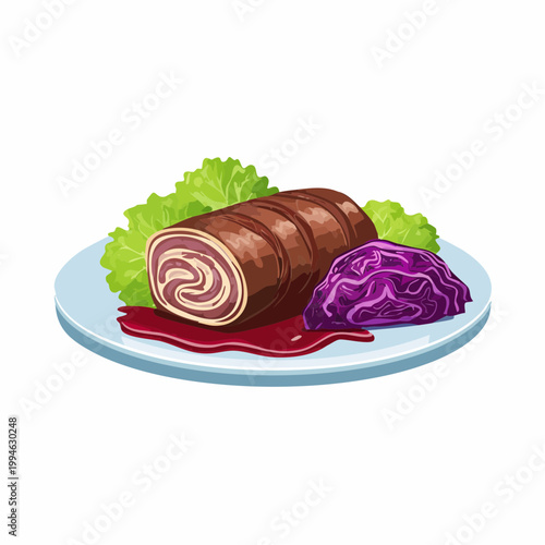Rinderrouladen mit Rotkohl und Sauce