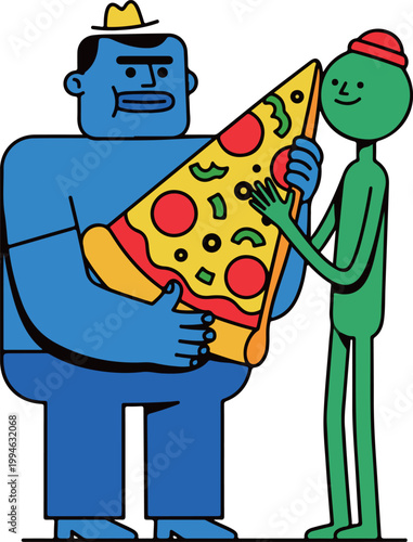 Cartoon Characters Sharing Pizza