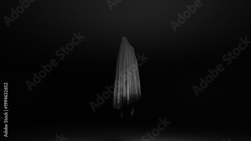 Ghost spooky haunting horror phantom spirit supernatural mysterious dark eerie 3d illustration
