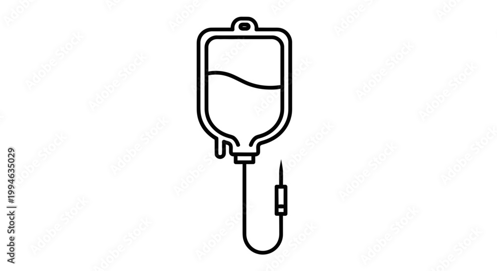 Fototapeta premium IV Drip Bag Icon: Medical Infusion, Healthcare, and Treatment Symbol