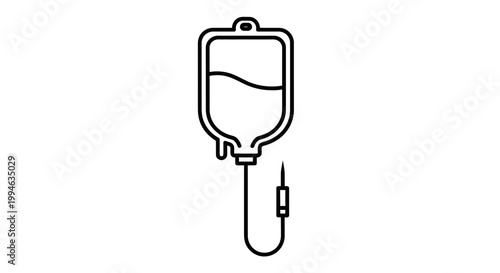 IV Drip Bag Icon: Medical Infusion, Healthcare, and Treatment Symbol