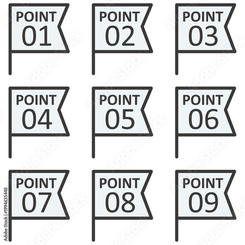 イラスト素材：ポイント,重要,チェック,注目,注意,数字