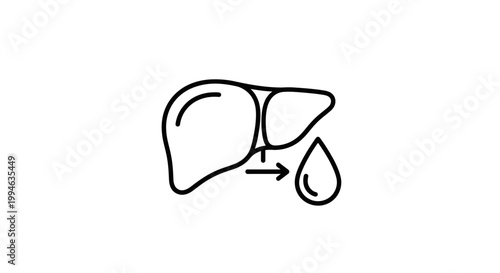 Liver icon with drop symbol, medical concept, health care, organ health, detox, treatment