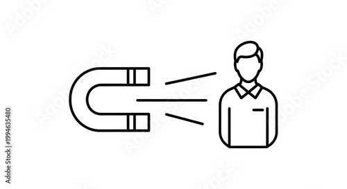Magnet Attracting Customer Icon - Business Marketing Concept