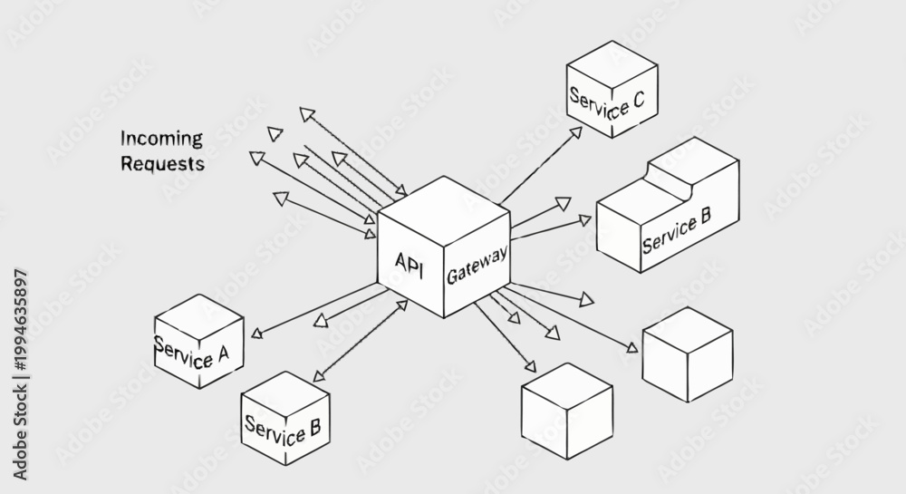 Fototapeta premium Diagram of API server architecture.