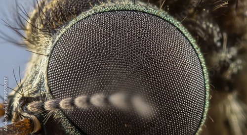 Extreme Macro Photography of a Flys Compound Eye.