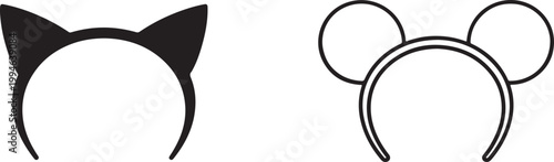 Animal ears mask icon in bold black silhouette style cute costume accessory vector design set