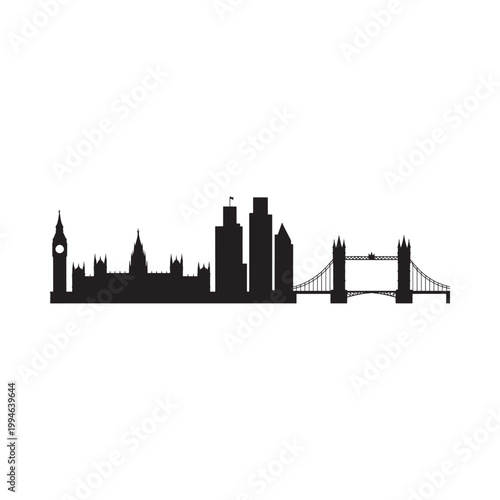 A striking black silhouette showcases iconic landmarks of the london skyline
