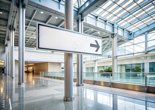 Modern Indoor Wayfinding Sign Mockup with Clear Text on White Background
