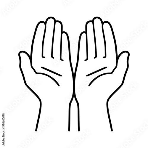 水をすくう両手のラインアイコン