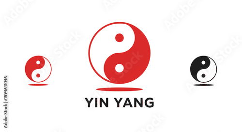 Three Yin Yang Symbols Representing Balance and Harmony.