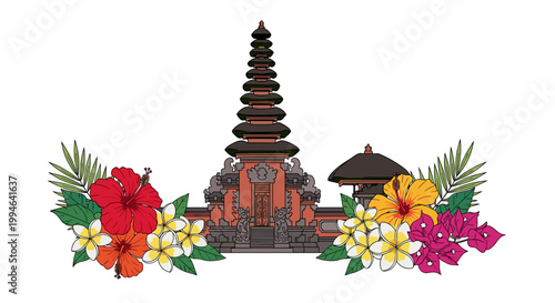 Balinese Temple with Flowers 2.