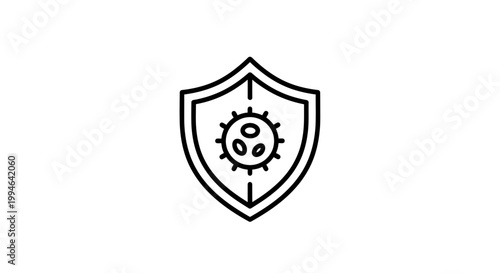 Shield with virus icon inside, symbolizing protection against infection and disease