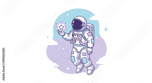 Astronaut in Space Suit Floating.