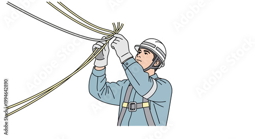 Man working with electrical wires.