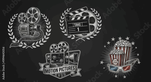 Film and cinema icons and symbols.