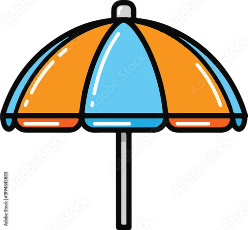 Minimalist Beach Umbrella Icon with Bold Outlines