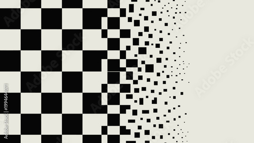 Quadro su tela A checkered pattern transitions into dissolving pixels creating a digital disint