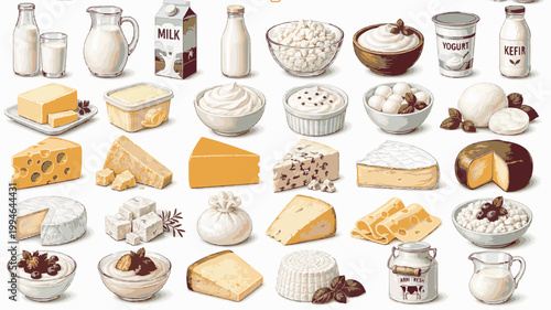 Cheese and Dairy Pack - Milk, Butter, Cheese and Farm Food Elements