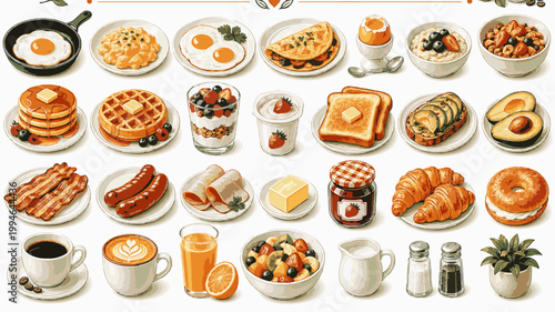 Breakfast Food Pack - Eggs, Pancakes, Toast and Morning Meal Elements