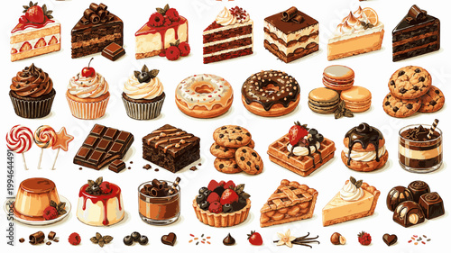 Desserts Pack - Cake, Donut, Cupcake and Sweet Food Elements