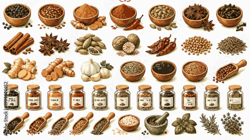 Spices Pack - Cinnamon, Pepper, Chili and Seasoning Elements