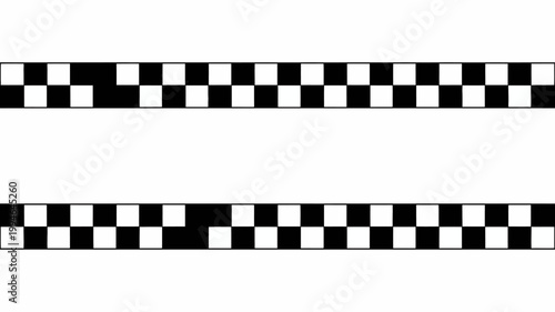 A simple graphic displays two horizontal rows of black and white checkered patterns separated by a wide white space high quality professional detailed modern elegant stylish