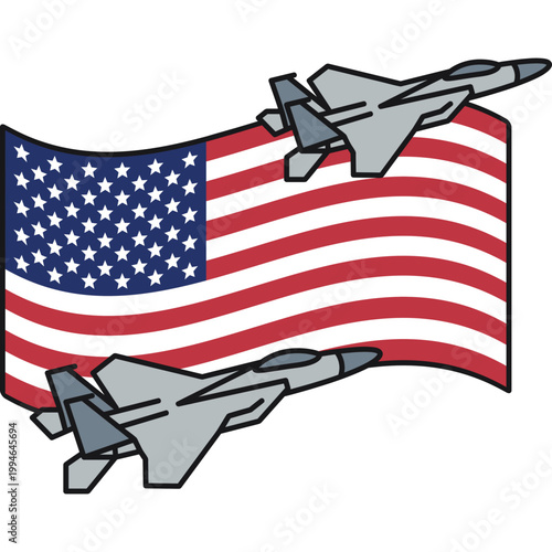 US Fighter Jets with American Flag