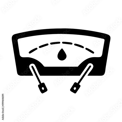 Windshield washer icon, black and white, simple design, 
