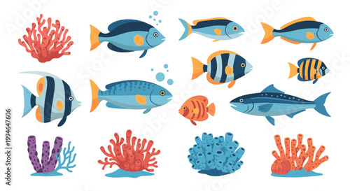 Colorful Fish and Coral Reef.