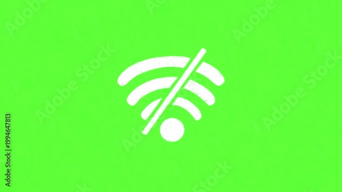 No WiFi Icon Connection 4K Loop Animation with Green Screen for Video Overlay
