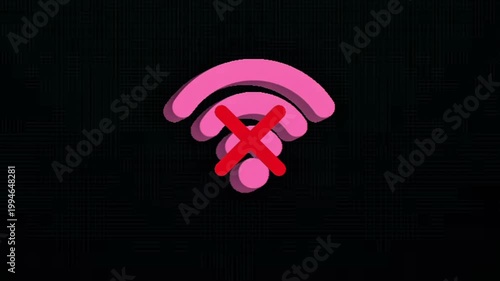No WiFi Icon Connection 4K Ultra HD Animation for Network Error Visual Concept