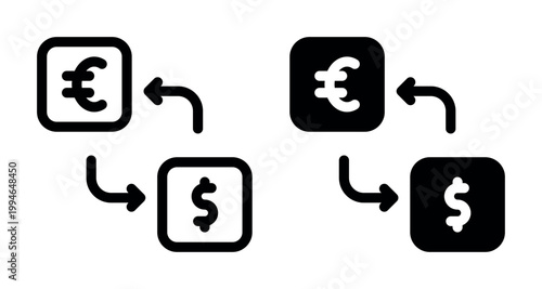 Currency exchange and money transfer icon. Financial conversion and banking vector set