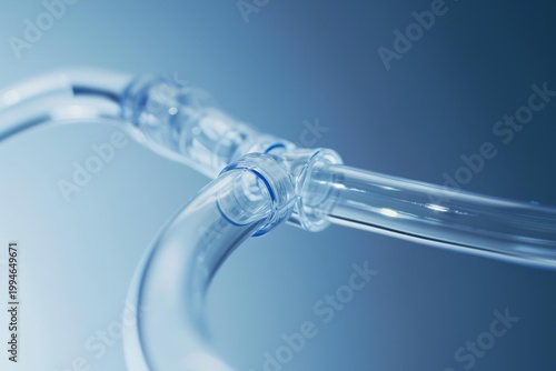 Close up of intersecting transparent plastic tubes forming a junction, conveying a sense of connection and flow