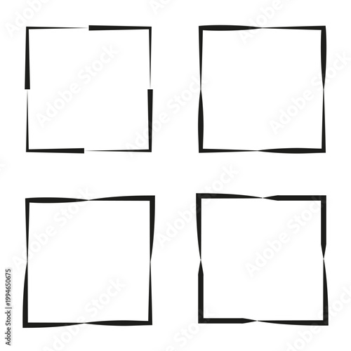 Bold black border. Solid square set. Clean vector frame. Geometric outline icon
