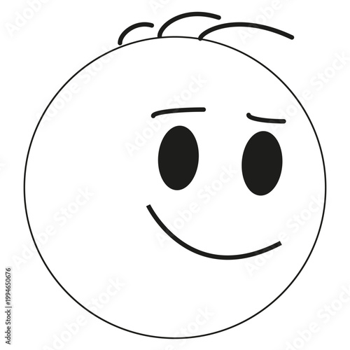Smiling face icon. Happy character head. Joyful vector boy. Positive emotion symbol
