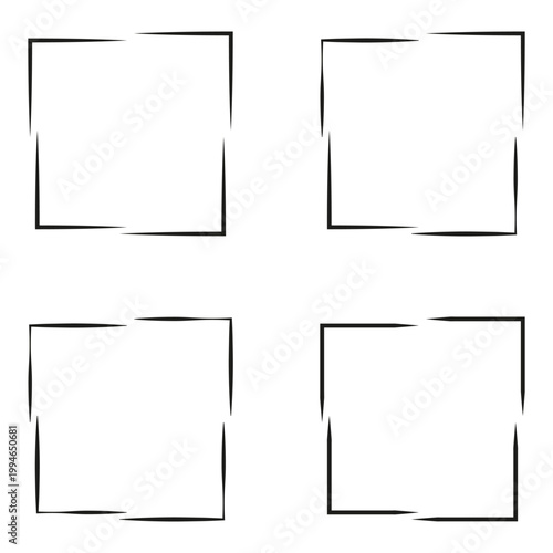 Thin stroke border. Minimalist square set. Linear vector frame. Simple outline icon