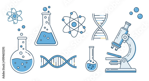 Science laboratory equipment icons.