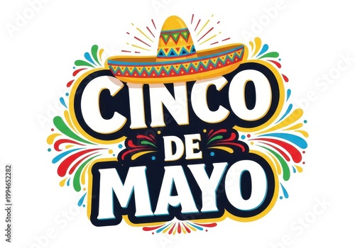 Celebrating cinco de mayo with traditional mexican hat and fireworks